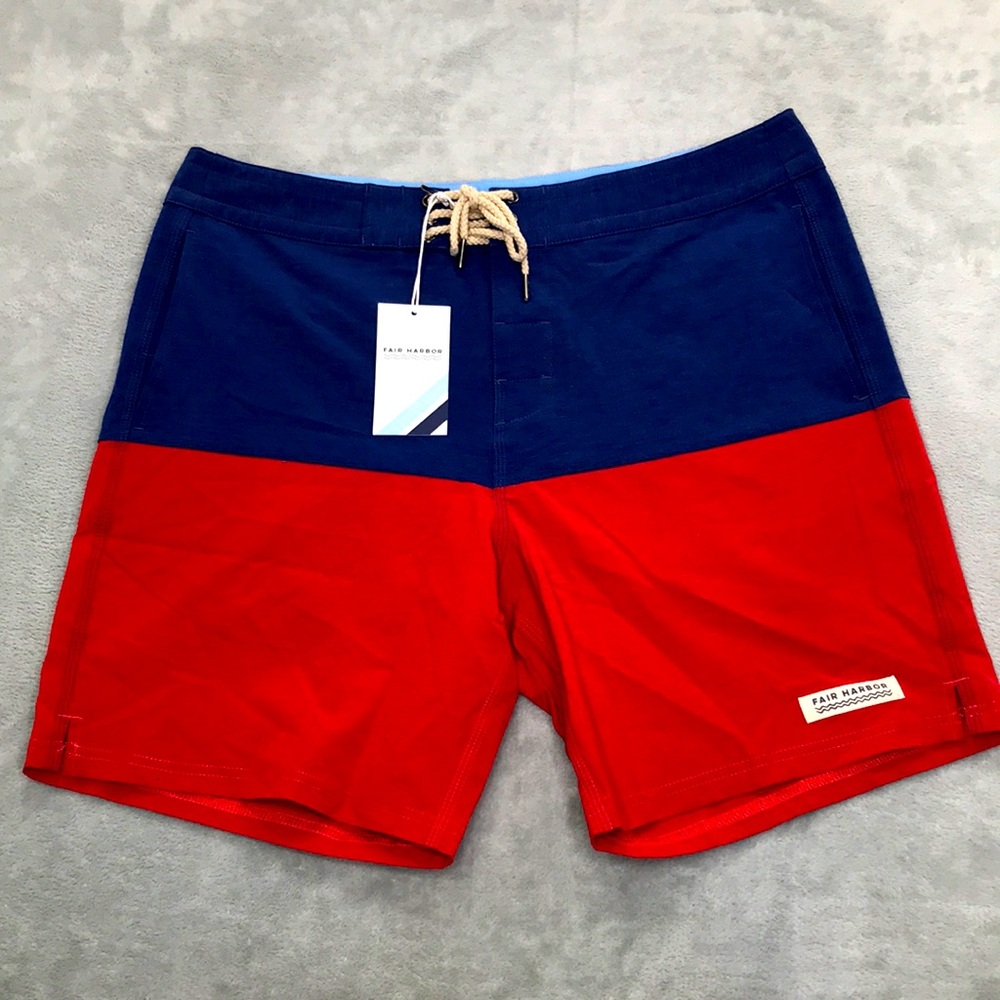Fair Harbor Men's Color Block Nautilus Boardshort OG Jupiter 34 New